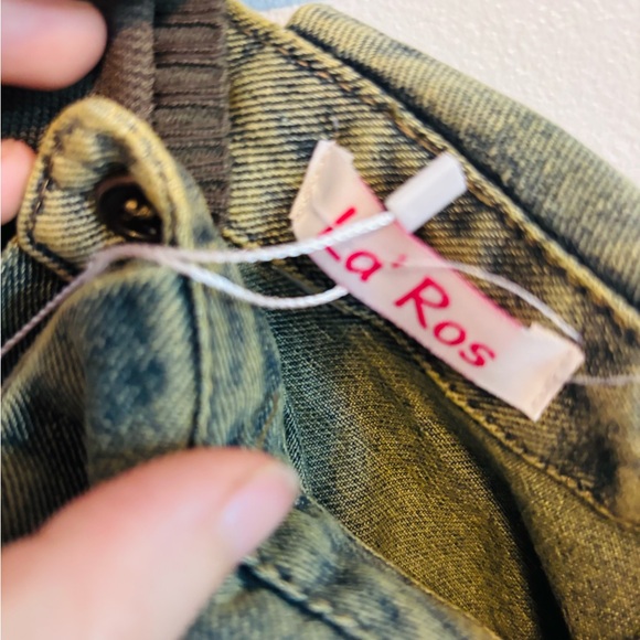 NWT la ros vintage green crop top with faux jacket off the sleeves size F which - Picture 6 of 7